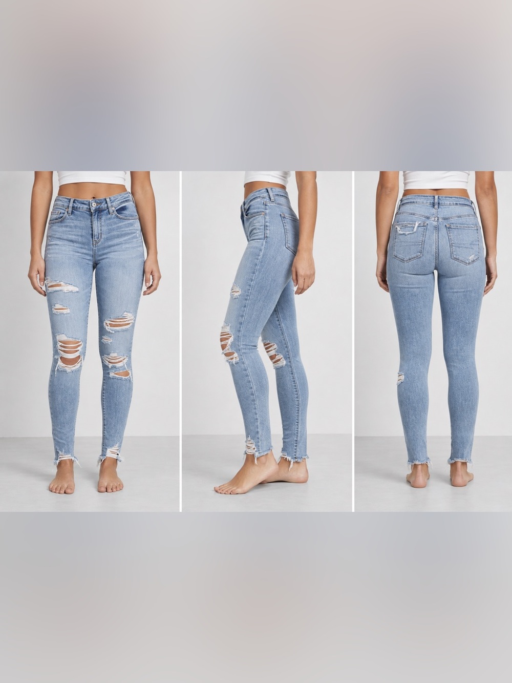 American Eagle Outfitters Light Blue Ripped Skinny Jeans